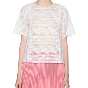 [Valentino] Lace Short Sleeve Blouse - 6